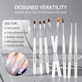 Sullarpek 8 Stück Nagel Pinsel Set, Pinsel voor Gelnägel, Nageldesign Pinsel, Nail Art Dotting Tools, Nailart Pinsel voor Gel Acryl Nägel Nailart