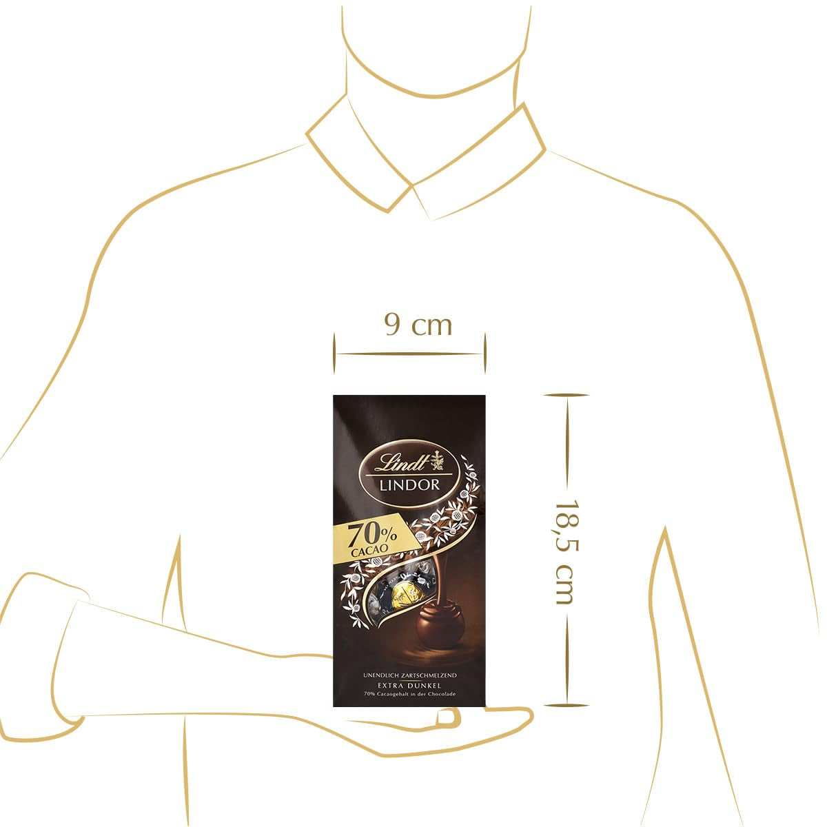 Lindor chocoladebolletjes 70% extra pure cacao | Zak van 137 g | Ongeveer. 10 bolletjes fijne pure chocolade met smelt-in-je-mond-vulling | Geschenk van chocolade | Chocolade geschenk