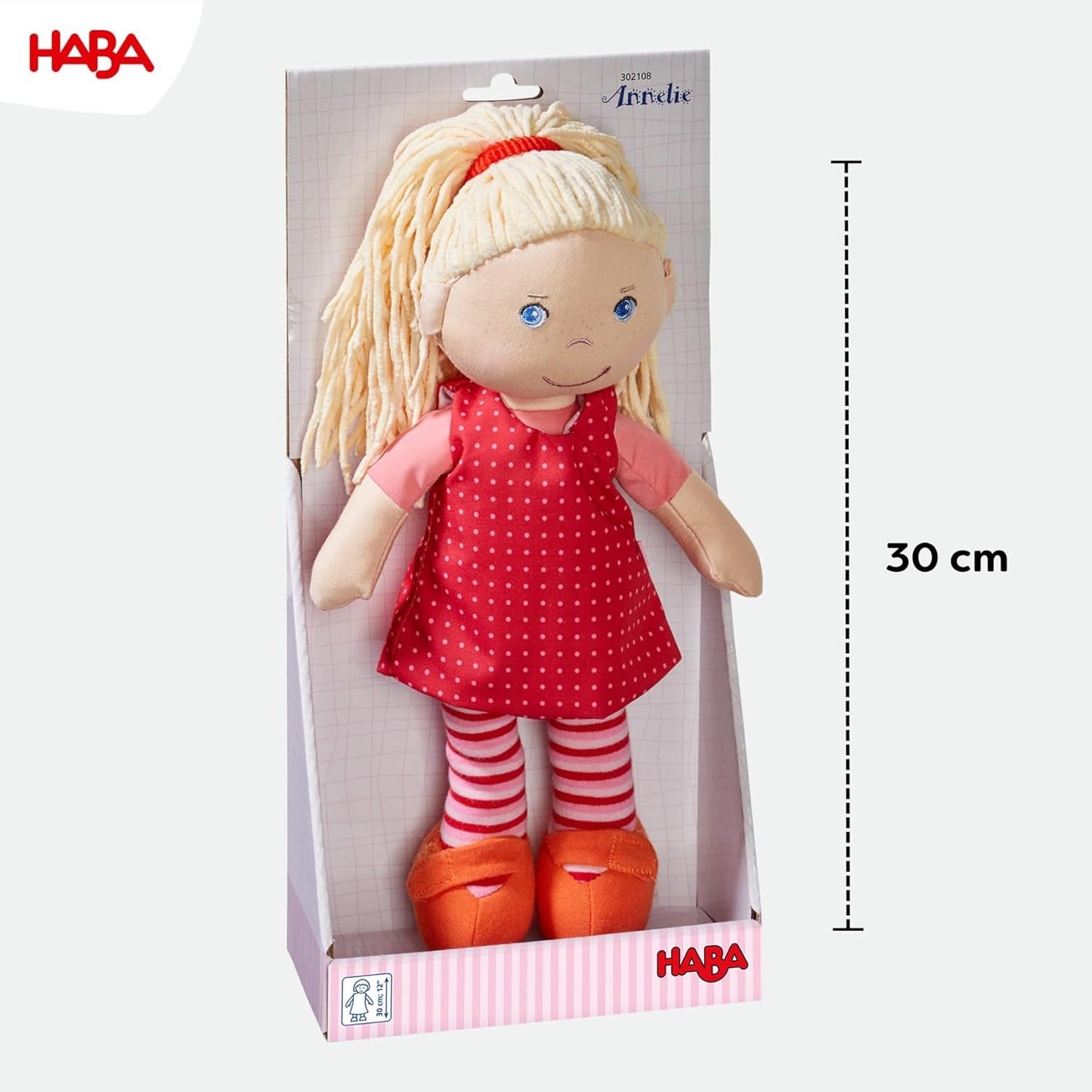 Zachte pop HABA Annelie - Zachte pop met gearrangeerd haar - Met verwisselbare kleding - Vanaf 18 maanden - 30 cm - Wasbaar - 1302108001