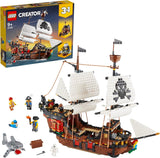 LEGO Creator 3-in-1 piratenschipset, speelgoed met 3 bouwopties, bouw een piratencafé of schedelpirateneiland, inclusief 3 minifiguren voor rollenspelavonturen 31109 Bouwsets Bekijk de LEGO-Store standaardverpakking