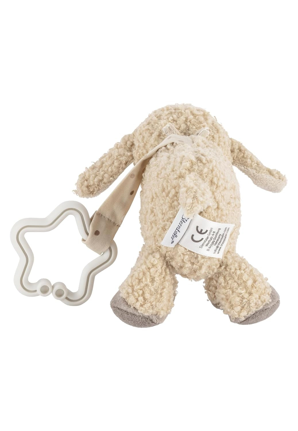 Sterntaler Flocke Schapenspeelgoedhanger - Kinderwagenspeelgoed van zachte stof - Hangend speelgoed voor baby's - Zandkleur Stervormige ophanging Speelbooghanger Bebe Toys Naty Shop
