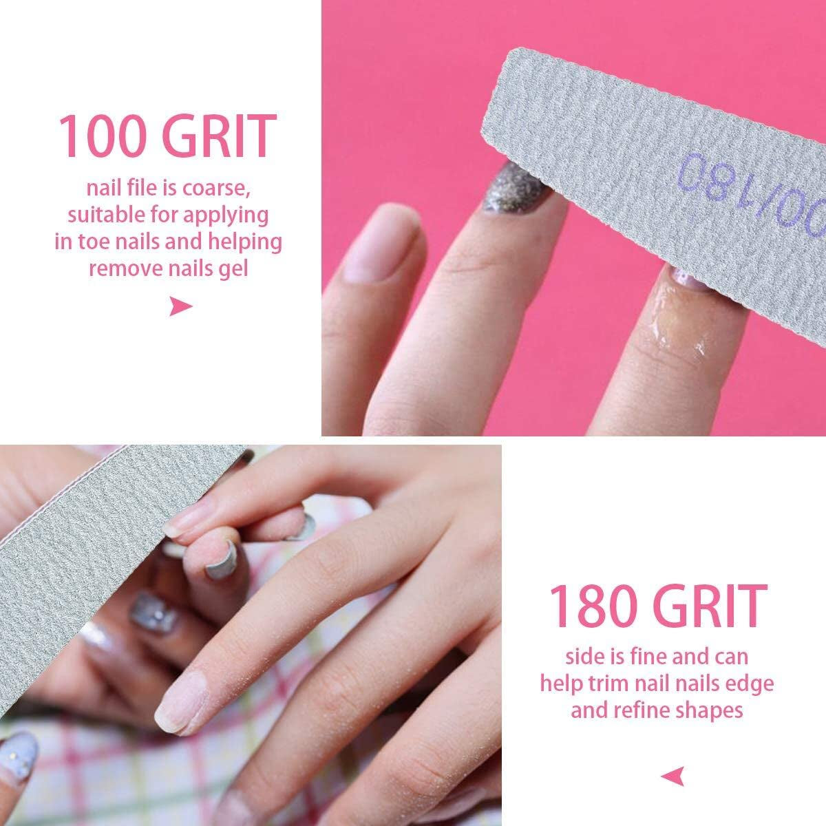 URAQT Professionelle Nagelfeile, 16 Stück, Feile 100/180, Waschbar, Für Nägel, Doppelseitig – Friseursalon, Haustiere (wit)