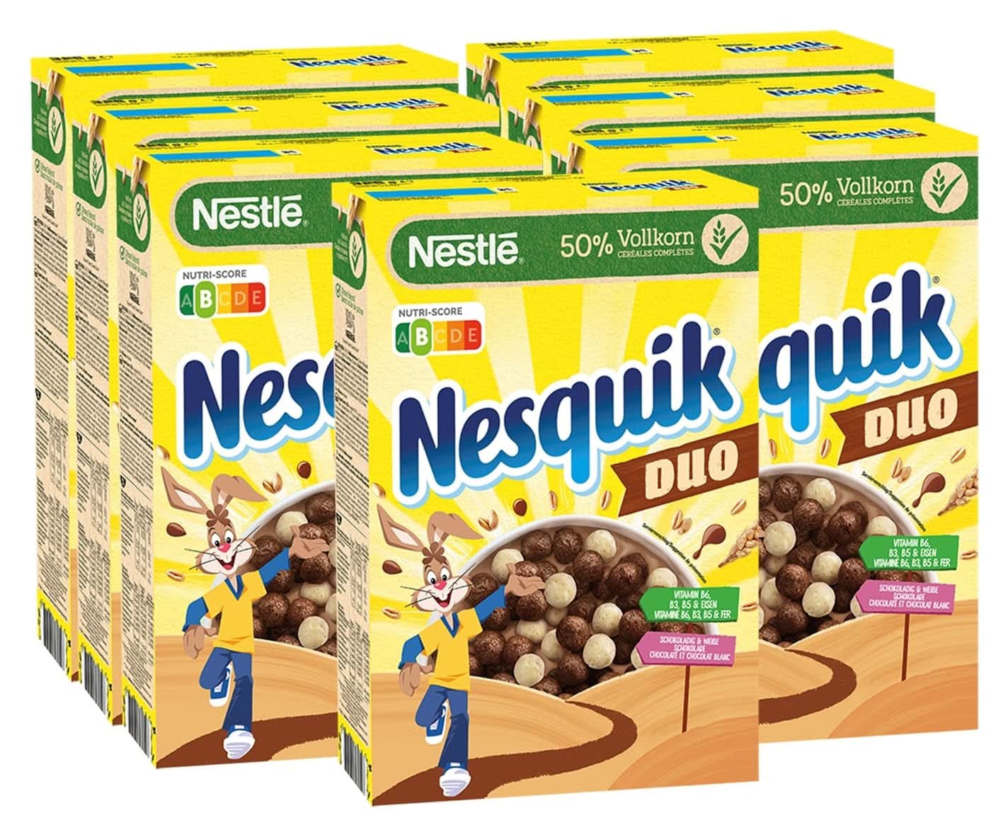 NESTLE Nesquik Duo, ontbijtgranen van pure en witte chocolade met volkorenmeel, verpakking van 7 x 325 gram Naty Shop granen