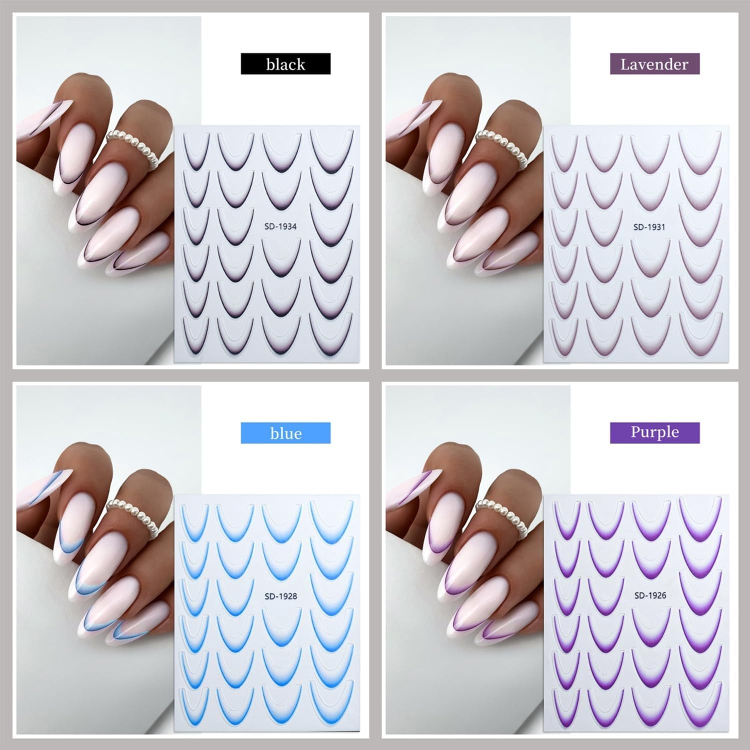 GZMAYUEN 12 kleuren Franse nagelstickers 3D Franse kleurverloop nagelstickers Zelfklevende nagelontwerp Nagelaccessoires