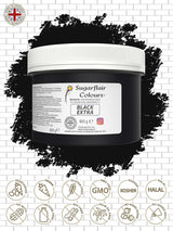 Kleurstof Sugarflair Max Concentrated Black, hoog geconcentreerde kleurstof voor marsepein en fondant, pastakleuring Max Concentrate - 400 g