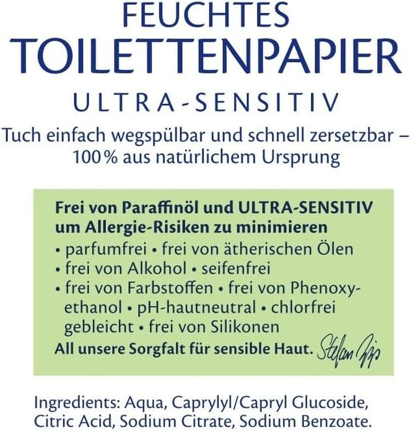 HiPP Baby zacht nat toiletpapier (6 x 50 vellen), 99% water, ultragevoelig, ongeparfumeerd, met scharnierend deksel