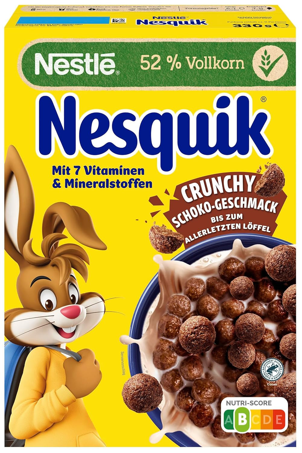 Nesquik Nestlé Nesquik Crunchy Breakfast, ontbijtgranen met chocolade en volle granen, 1 pakje (1 x 330 g)