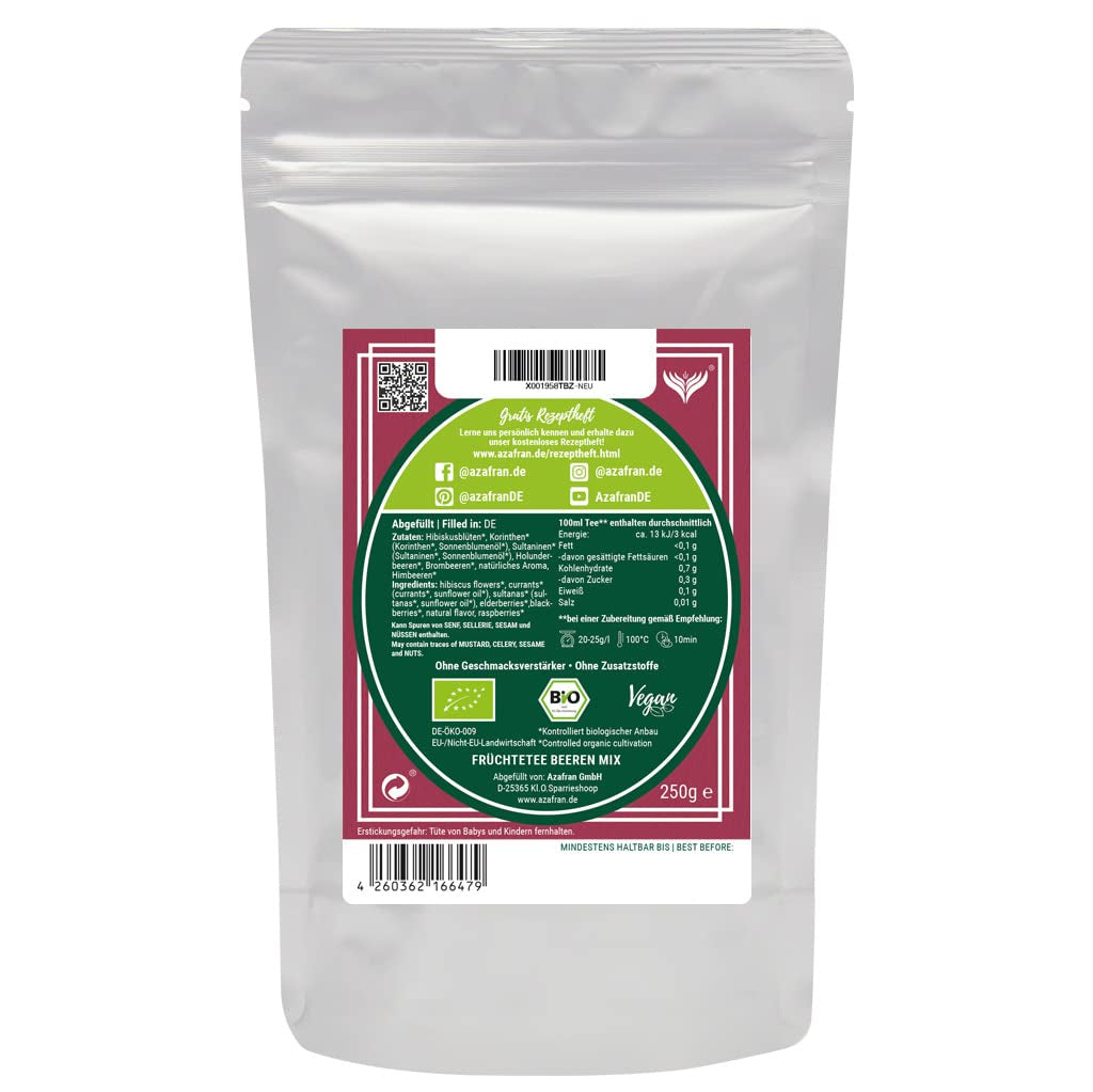 Azafran BIO Vruchtenthee Mengsel van rode vruchten 250 g