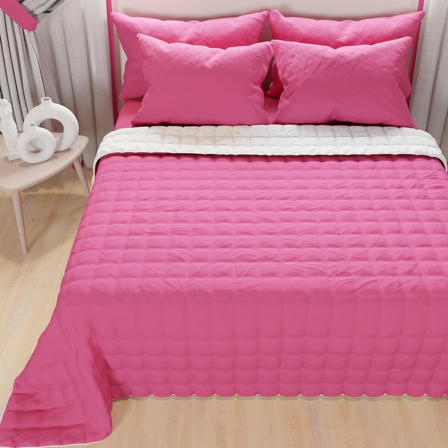 PETTI Artigiani Italiani - Eenpersoonsbedovertrek, dubbelzijdige sprei, verensprei, nachtblauw, wit, 100% Made in Italy