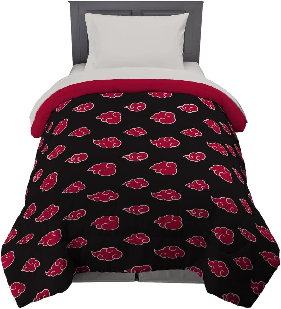 Franco Naruto Anime Akatsuki-patroon Zacht microvezel beddengoed Dekbed Queen, (officieel Naruto-product) Dekbedden en quilts Naty Shop Naruto Twin
