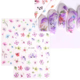 JMEOWIO Nagelsticker Frühling Blume 12 Blatt Nail Art Sticker Selbstklebend Nagelaufkleber Blätter Decoratie Nageldesign Zubehör