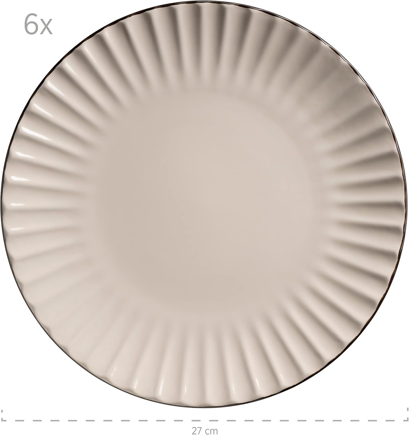 MÄSER 931967 Osita Retro-serie 6-persoons Wave-serviesset, 18-delige ronde serviesset, dinerborden, dessertborden en mueslischalen, keramiek, romig wit