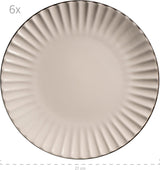 MÄSER 931967 Osita Retro-serie 6-persoons Wave-serviesset, 18-delige ronde serviesset, dinerborden, dessertborden en mueslischalen, keramiek, romig wit