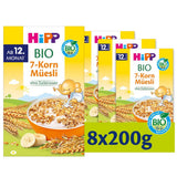 HiPP biologische muesli met 7 granen (8 x 200 g), vanaf 12 maanden, zonder toegevoegde suiker, extra fijne stukjes - gemakkelijk te kauwen, beste biologische kwaliteit