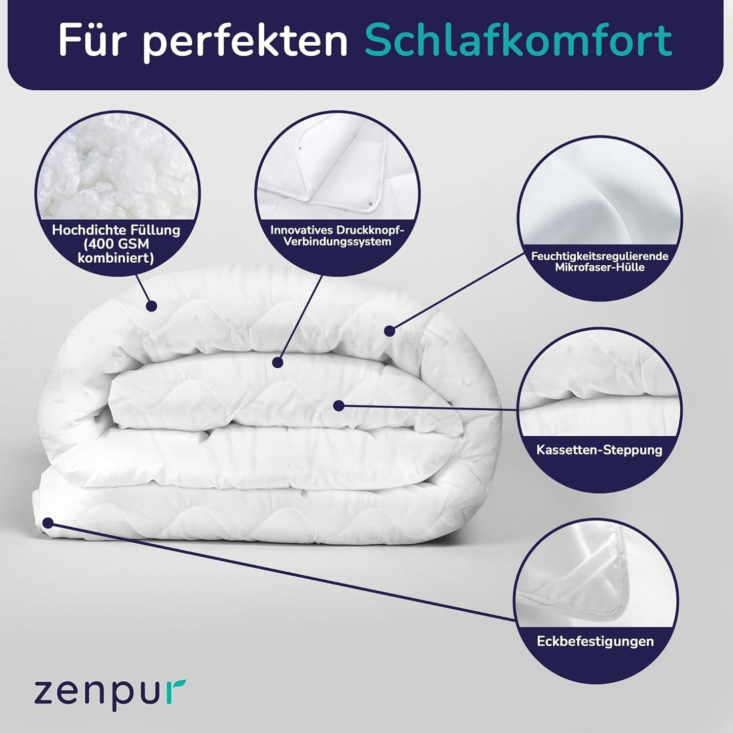 Premium dekbed 200X200Cm 4 seizoenen, dekbed voor alle seizoenen 200X200 - warm in de winter en koel in de zomer, 2 combineerbare dekbedovertrekken 200X200 Dekbedden en dekbedden Naty Shop