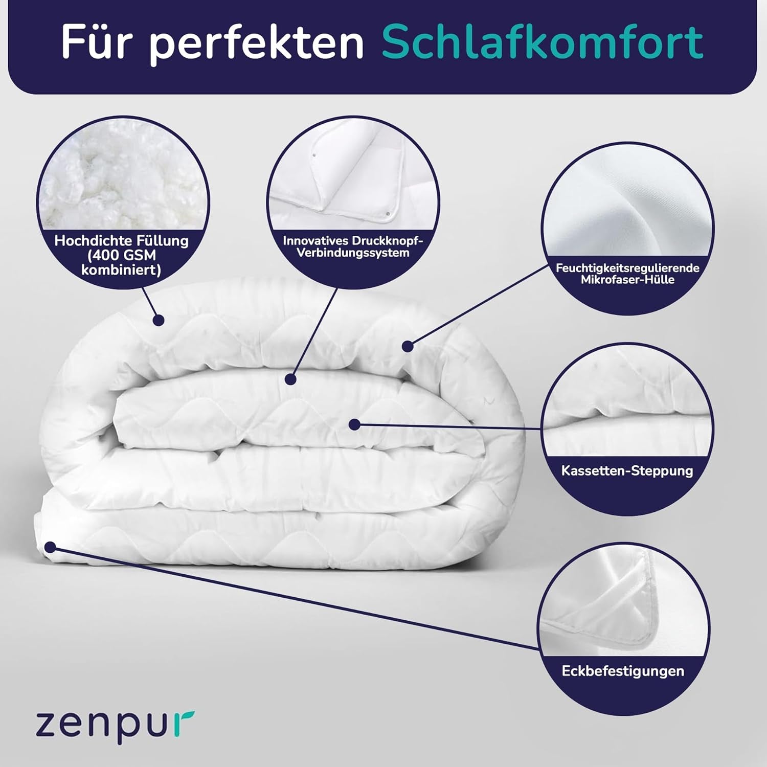 Premium dekbed 200X200Cm 4 seizoenen, dekbed voor alle seizoenen 200X200 - warm in de winter en koel in de zomer, 2 combineerbare dekbedovertrekken 200X200 Dekbedden en dekbedden Naty Shop