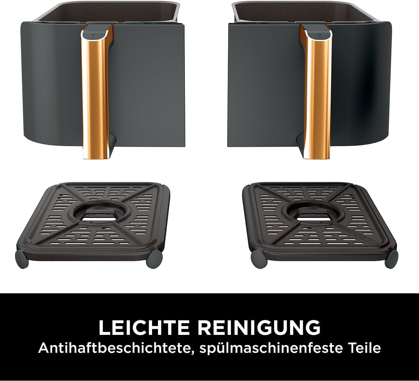Ninja Foodi AF400EUCP MAX luchtfriteuse met twee zones, heteluchtfriteuse van 9,5 liter, 2 compartimenten, met tang, antiaanbaklaag Huishoudelijke apparaten Naty Shop