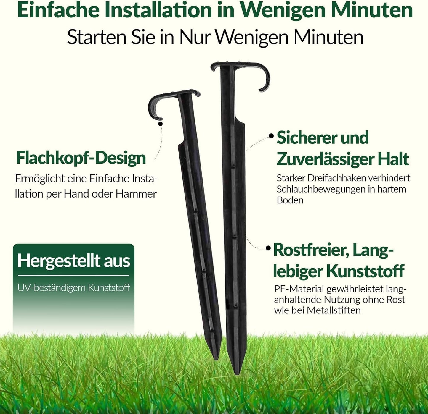 GARDENIX AquaPIN tuinslanganker, 50 stuks, grondpen, bevestigingsanker voor druppelslang, irrigatieslang, verbindingsvork
