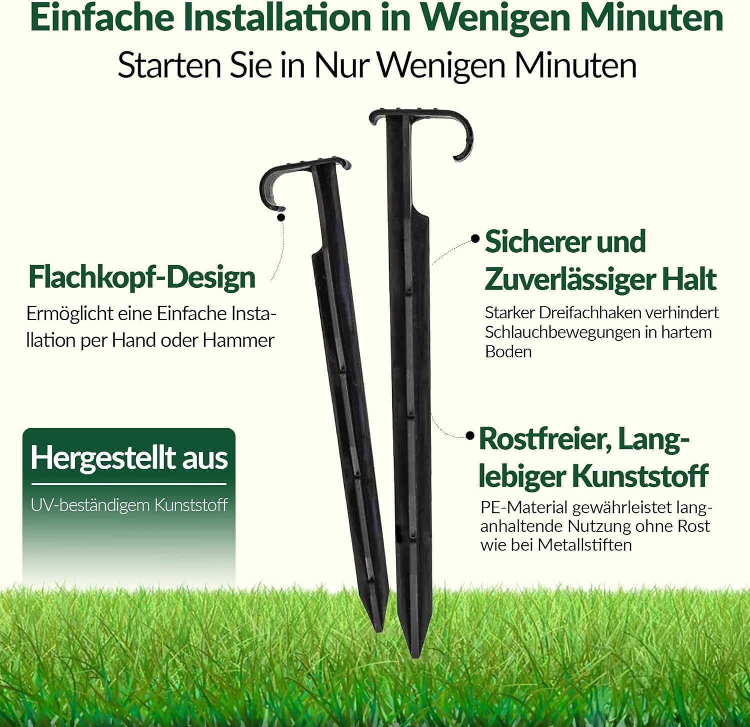 GARDENIX AquaPIN tuinslanganker, 50 stuks, grondpen, bevestigingsanker voor druppelslang, irrigatieslang, verbindingsvork