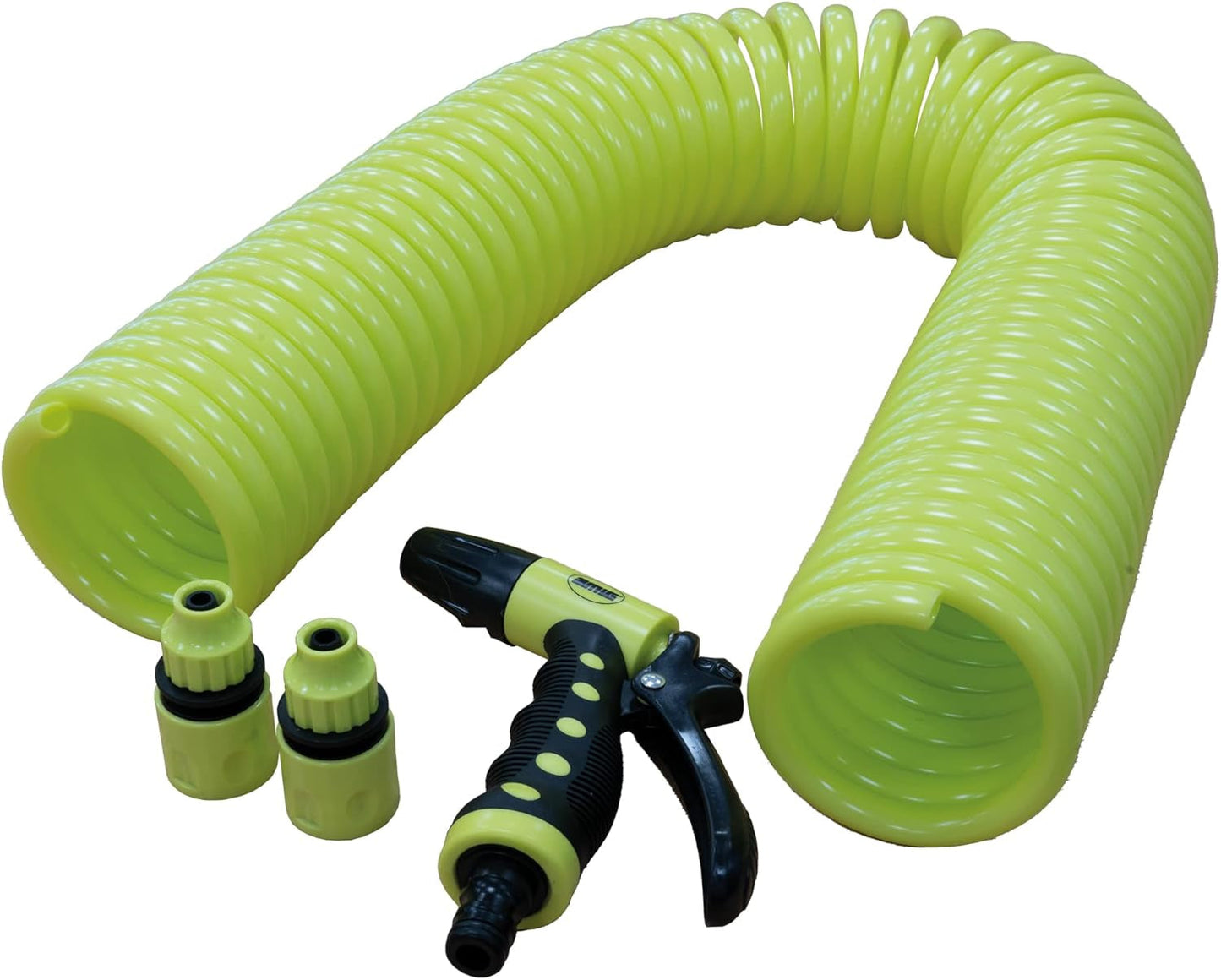 Amig - Turun | Spiraal | 15 meter | Inclusief 4 accessoires | Met gietpistool, kraanadapter en 2 snelkoppelingen | EVA-rubber | Pistache groen