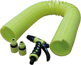 Amig - Turun | Spiraal | 15 meter | Inclusief 4 accessoires | Met gietpistool, kraanadapter en 2 snelkoppelingen | EVA-rubber | Pistache groen