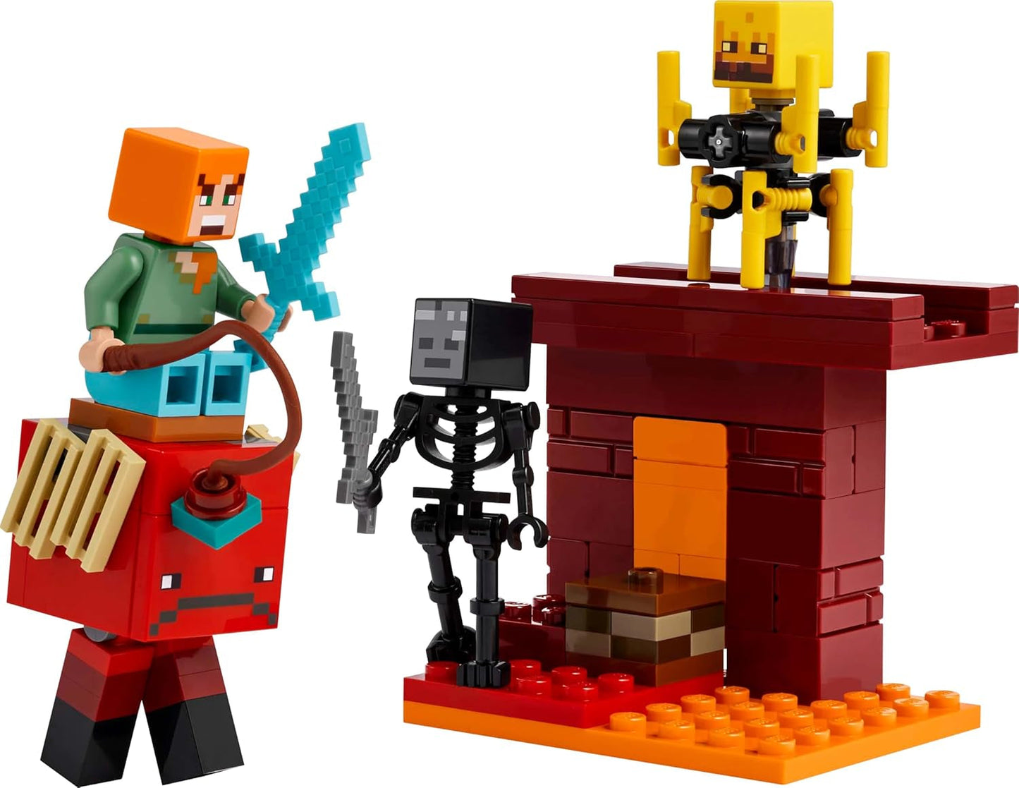 LEGO Minecraft Lava Duel of the Deep, speelgoed voor videogamefans, fort met minifiguren waaronder Alex, Skeleton Wither, Lohe en Strider, cadeau voor meisjes en jongens vanaf 6 jaar 21266 Bouwsets Beuche in LEGO-Store