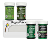 Sugarflair Pasta kleurstof, groen, set van 4, kleurstof voor pasta, fondant, marsepein, suikerpasta, botercrème en meer: ​​Ilex groen, lentegroen, sparrengroen, feestgroen - set van 4