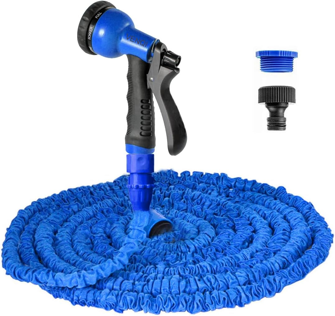 30 m uittrekbare tuinslang, 30 meter flexibele waterslang met 8-jet sproeikop, waterdichte intrekbare heavy-duty slang met 3/4 "en 1/2" connectoren (30 m, groen)