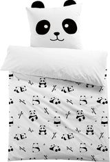 3D microvezel beddengoed, dieren, unisex beddengoed - kinderen Naty Shop Panda met oren 135×200+80×80