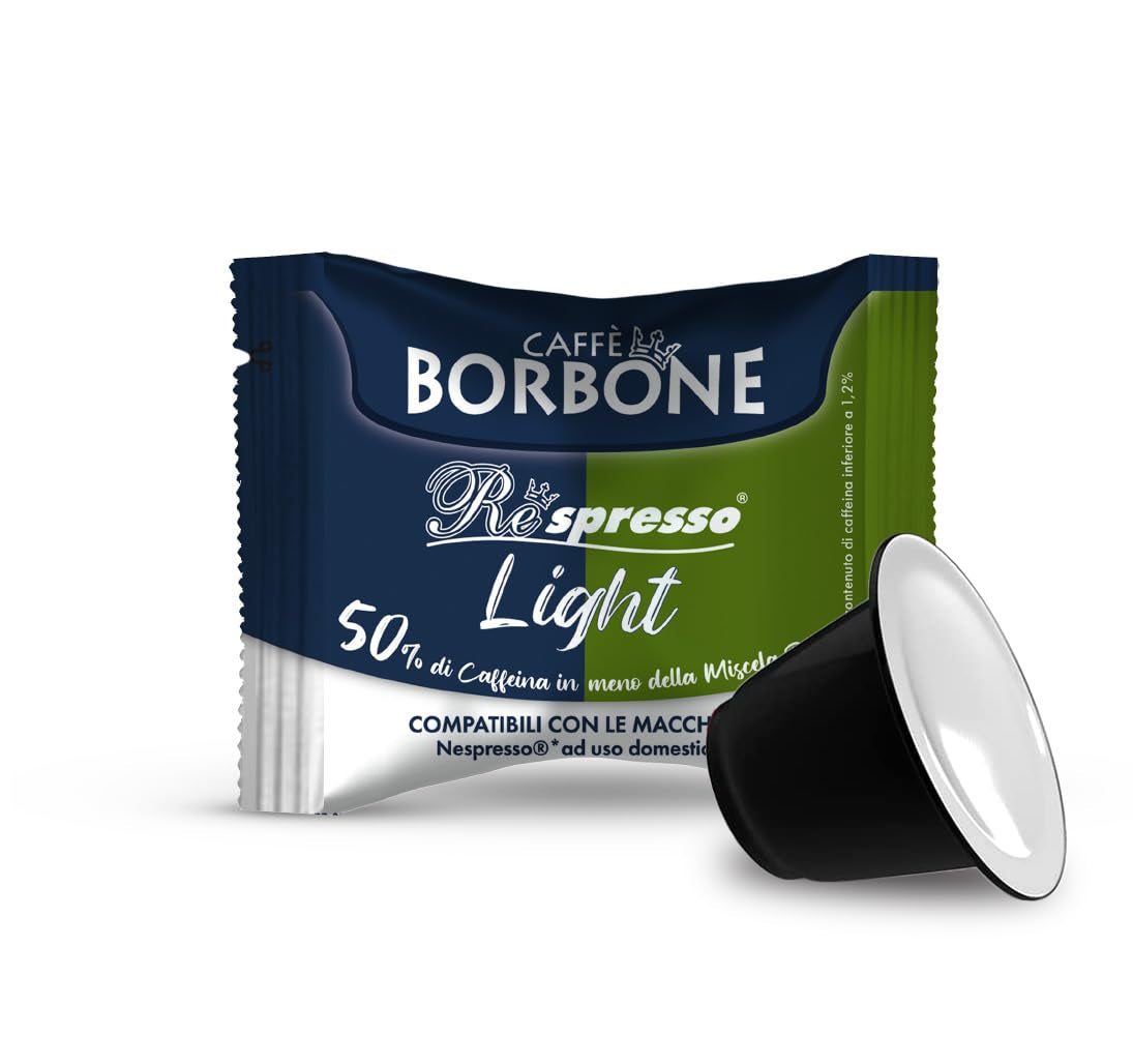 Caffè Borbone Respresso, licht koffiemengsel, 50% Weniger Kaffein als die Blue Mischung - 50 Kapseln - Compatibel met Nespresso®* Haushalts-Espressomaschinen