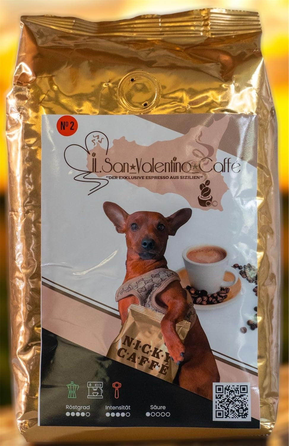 "DE EXCLUSIEVE ESPRESSO VAN SICILIË" NICKY CAFFÉ ESPRESSO EN KOFFIECRÈME 50% ARABICA 50% KANEEL