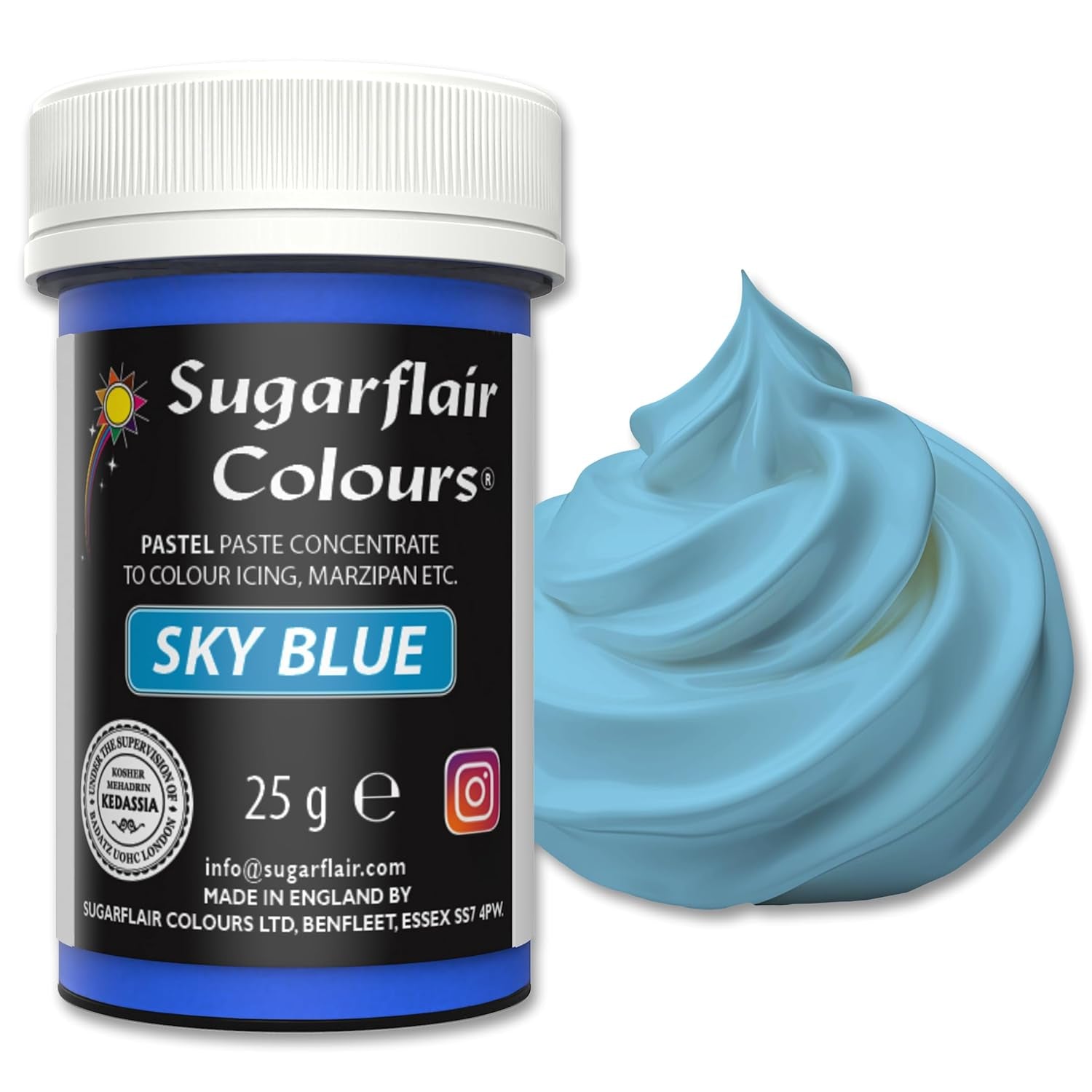 Kleurstof Sugarflair Paste Pastel Sky Blue, kleurstof voor pasta, voor fondant en marsepein, geconcentreerde kleuren Spectral - 25 g