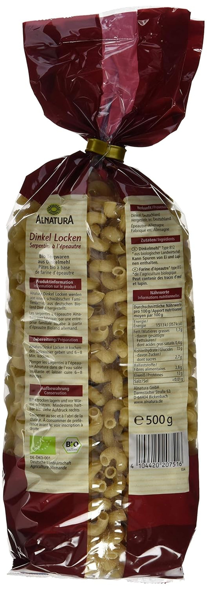Biologische speltkrullen, 500g