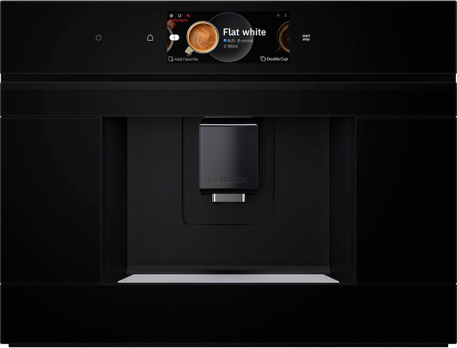 Bosch CTL7181B0, serie 8 intelligente ingebouwde automatische espressomachine, 45,5 x 59,4 cm, TFT-touchscreen, zeer stille keramische aangedreven molen, AutoMilk Clean zelfreinigende functie, watertank van 2,4 liter, zwart