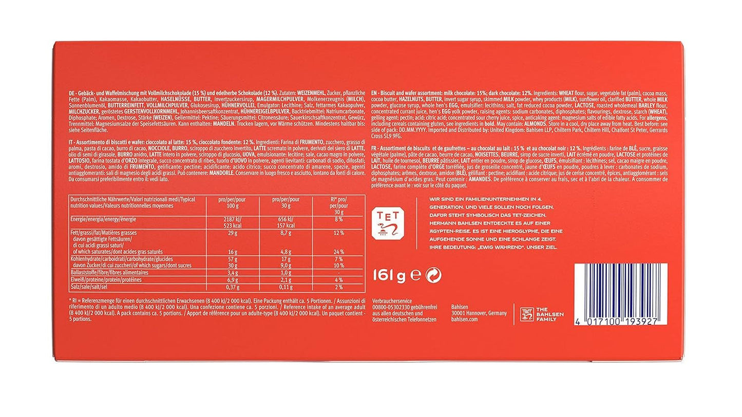 Bahlsen Favorite Collection S Pak van 6 knapperige koekjes en wafelmix pure chocolademelk (6 x 161 g / 966 g)