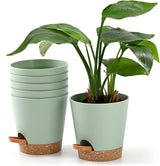 Bloempot 6 stuks 12,7 cm zelfwater gevende plantenbak hoge drainage binnen buiten bloempot met reservoirbak en gietrand tuin plantenbak tuin