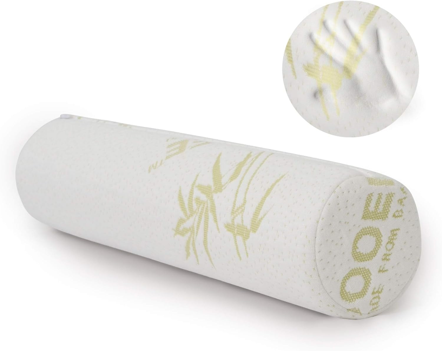 Milliard visco-schuim nekrol met wasbare hoes, Oeko-Tex gecertificeerd, gemiddelde hardheid, 10x43cm, perfect voor allergieën, reiskussen, rond nekkussen, positioneringsrol, knierol Cervicale orthopedische kussens Naty Shop Wit