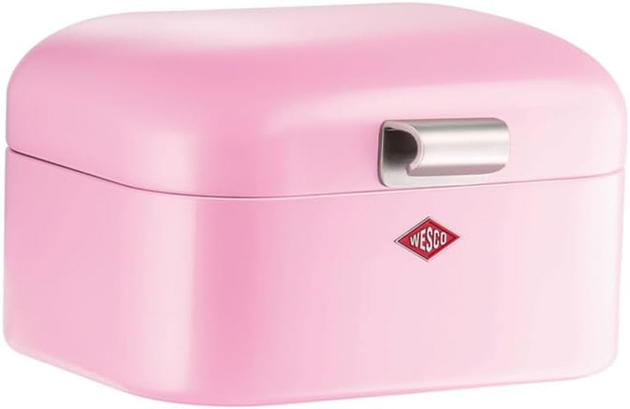 Wesco Mini Grandy broodtrommel in roze, gepoedercoate staalplaat, ventilatiegaten en stevige handgreep Voedselopbergdozen Naty Shop roze