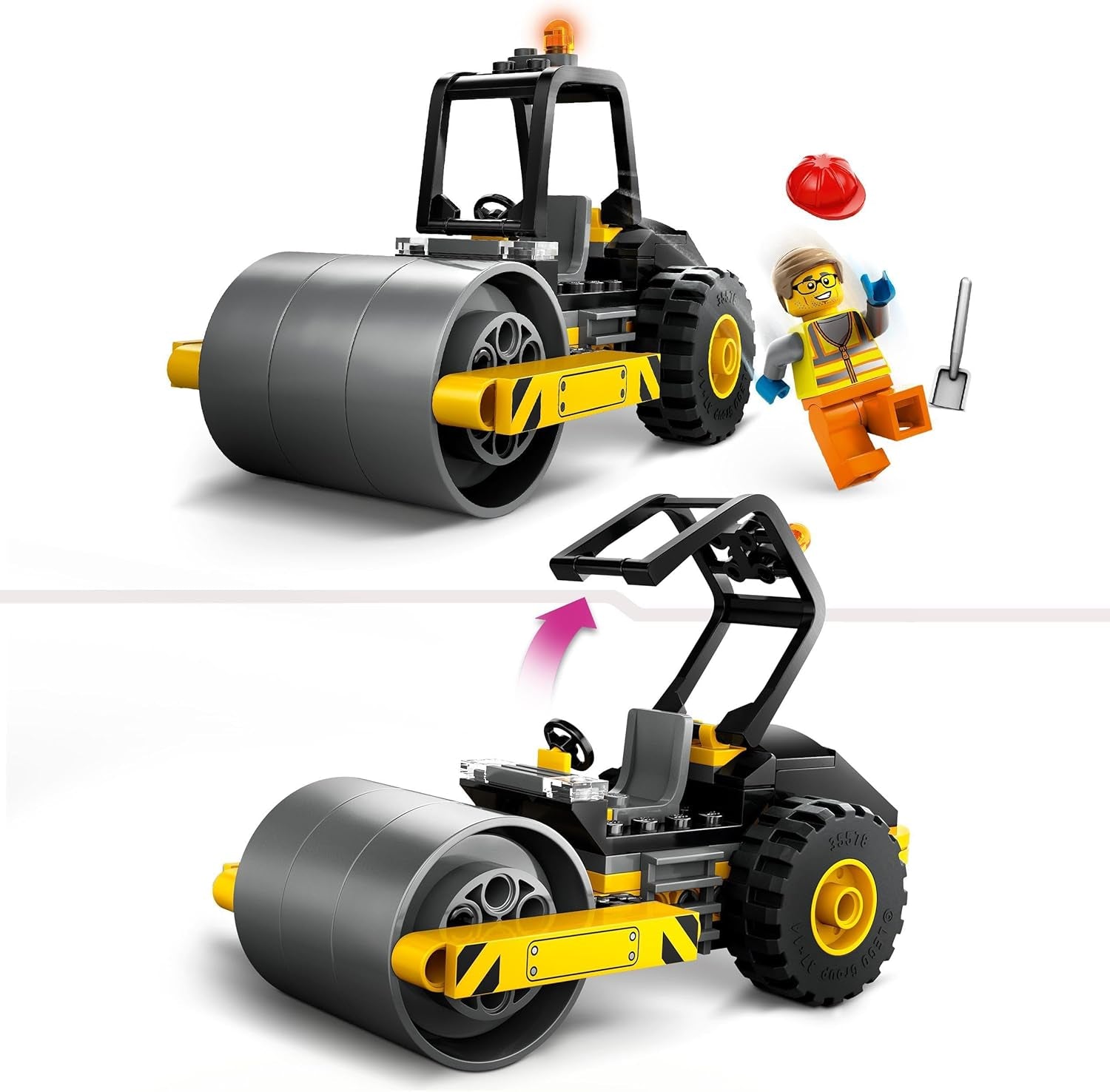 LEGO City Road Roller-bouwvoertuig voor kinderen van 5 jaar Stoomwals met minifiguur van een bouwvakker Fantasierijke speelervaring voor jongens en meisjes Klein leuk cadeau 60401 Bouwsets Bekijk de LEGO-Store