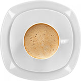 Van Well Lilli Koffieservies voor 12, 36-delige vierkante witte porseleinen serviesset met gebogen randen voor een perfect gerangschikte salontafel - Vaatwasmachinebestendig