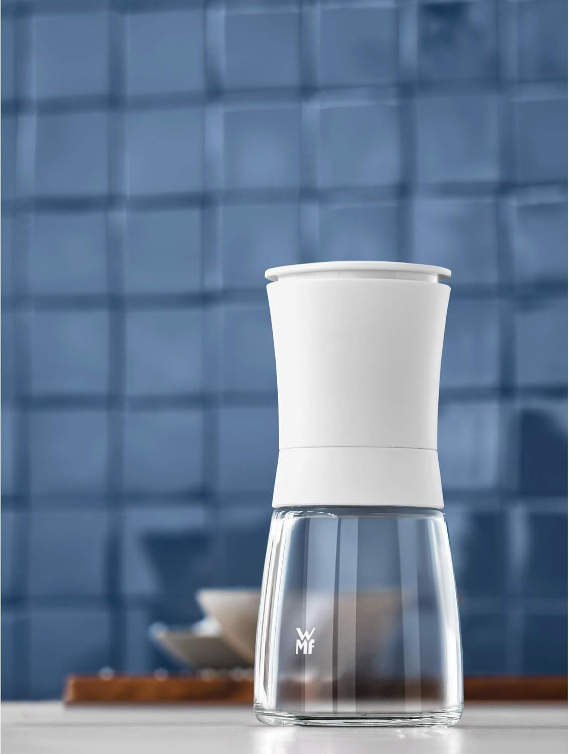 WMF Trend zout- of pepermolen 14 cm, zonder vulling, keramische molen, kunststof, glas, wit Grinders en Slicers Naty Shop