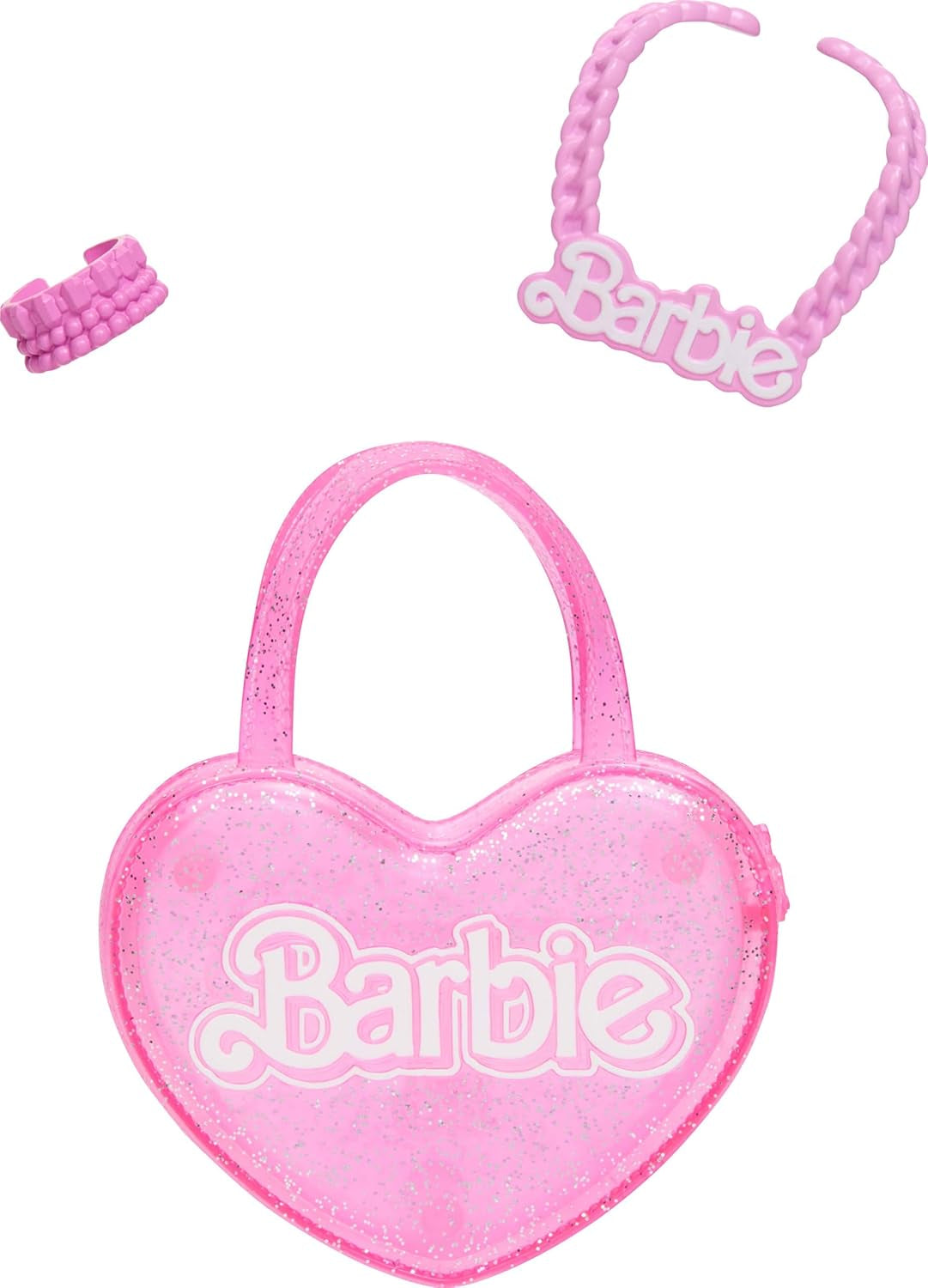 Modieuze Barbie pop 71 cm blond met afneembare kleding roze top denim rok cowboylaarzen ketting en handtas HYT84