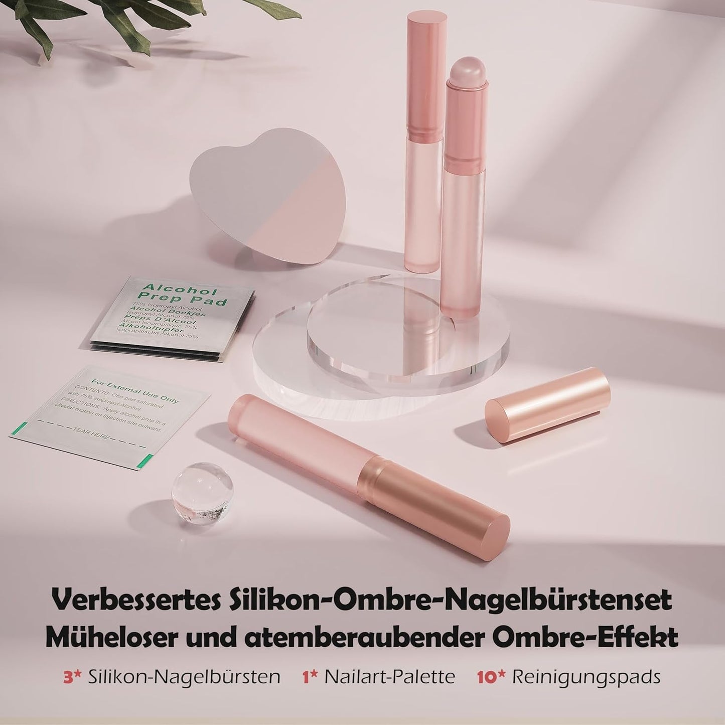Aokitec 14 Stück Silikon Tool Nägel Pinsel voor Gel Nailack UV, Wiederwendbare Gel Pinsel voor UV Nailack Chrome Nail Powder, Nail Art Zubehör Für Ombre Blush Mirror Effekt, Nägel Selber Machen