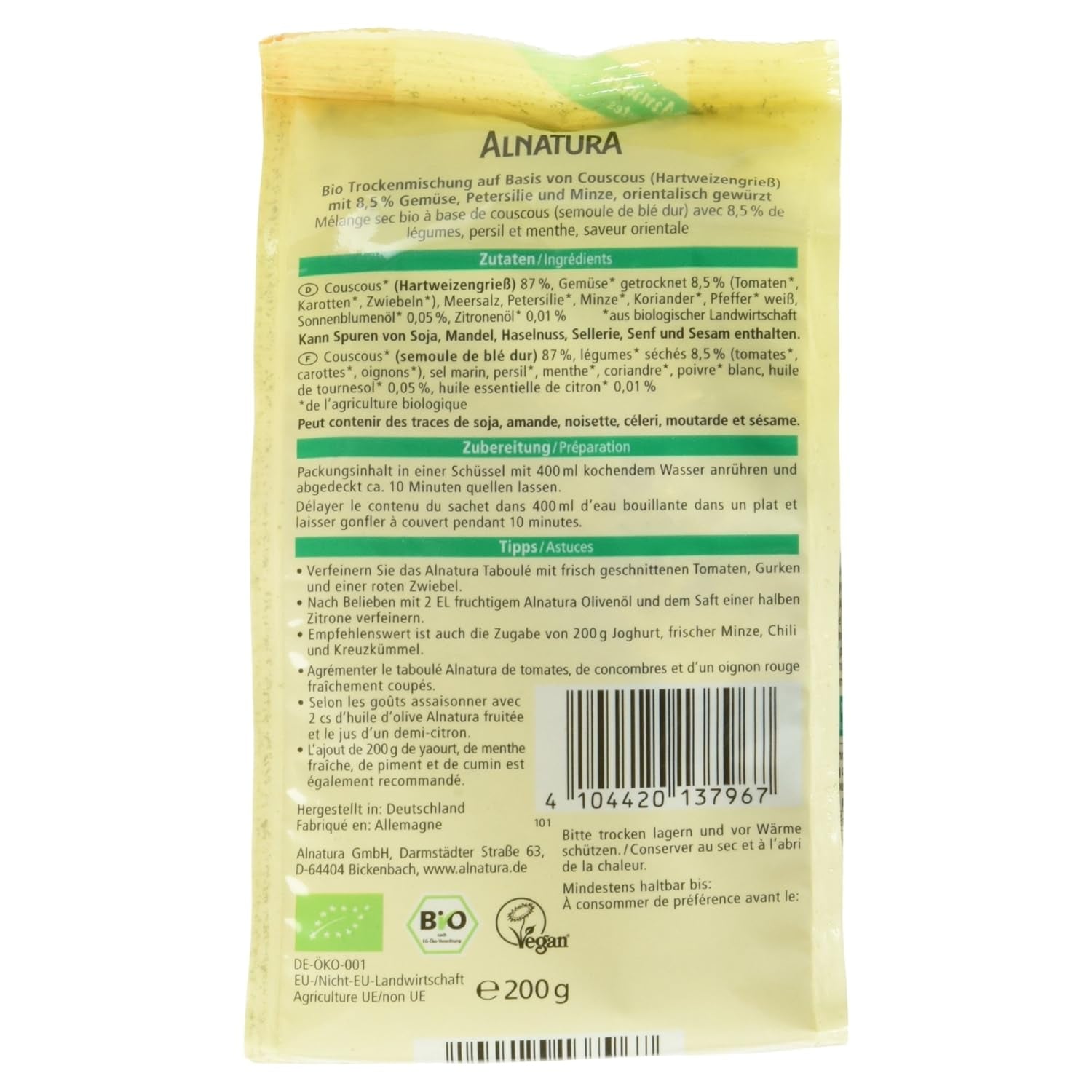 Bio Taboule-Couscous-Salade, 200 g