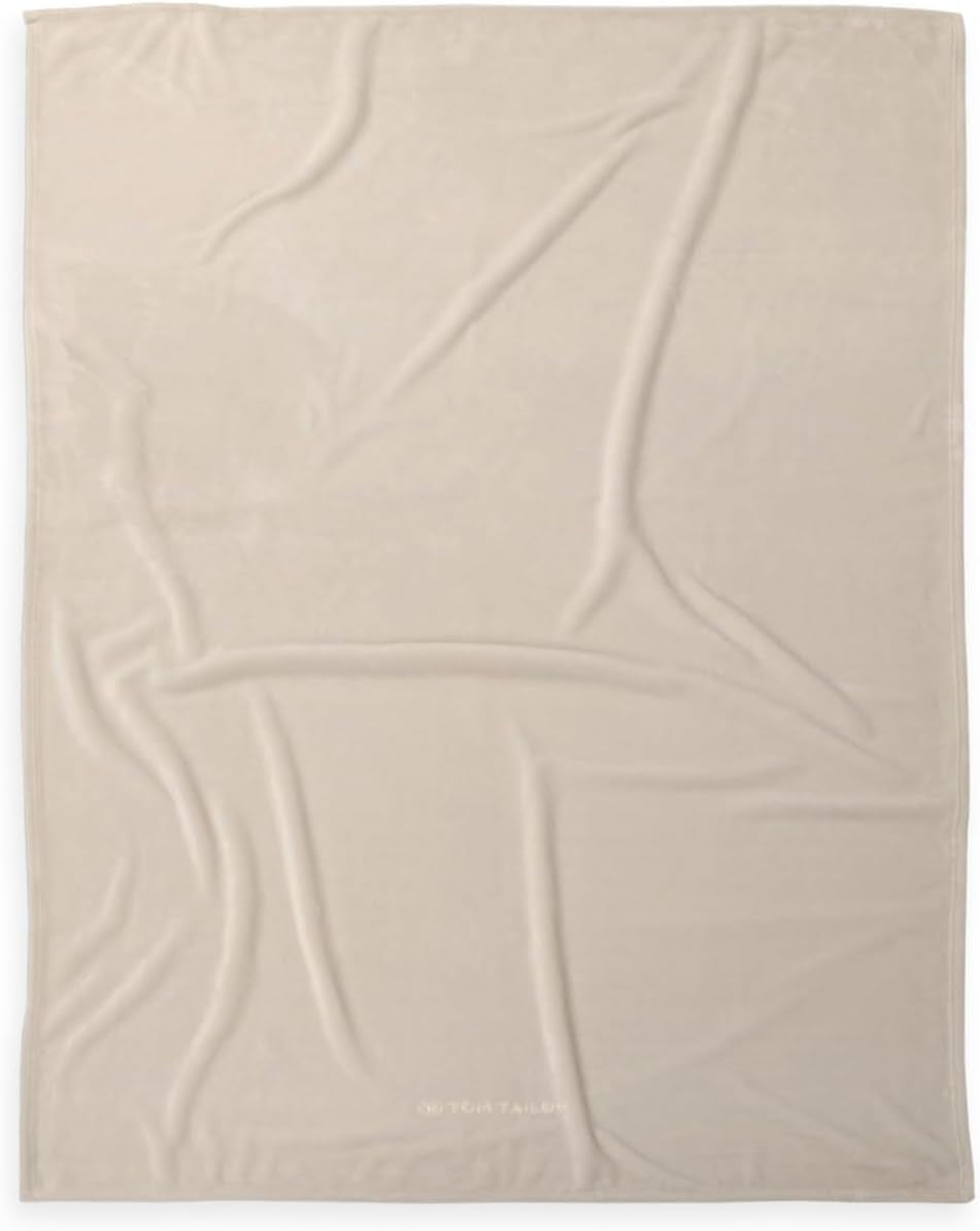 TOM TAILOR Wellsoft deken, 150X200 Cm, 100% Polyester/ Wellsoft, geborduurd met logo, WELLSOFT DEKEN Oranje (Warm Coral) Dekens en dekbedden Naty Shop Beige 150X200 Cm