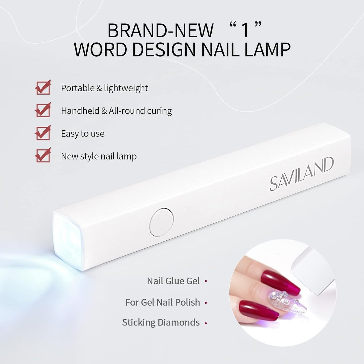 Saviland UV-lamp voor gelnagels: Mini U V-lamp voor nagelsSchützen Sie Die Haut Wiederaufladbar Klein LED Nagellack Trocknergerät Für Nagellack Aufbaugel Nail Tips Nagelkleber Geschenken voor Frauen