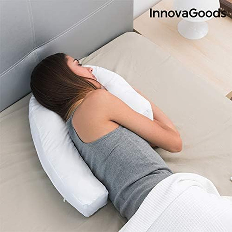Innovagoods Ergonomisch U-vormig kussen voor zijslapers, ideaal voor zwangerschap, bevordert een rustige ademhaling, vermindert snurken, katoen en polyester, wit, 39 x 57 x 14 cm Cervicale orthopedische kussens Naty Shop