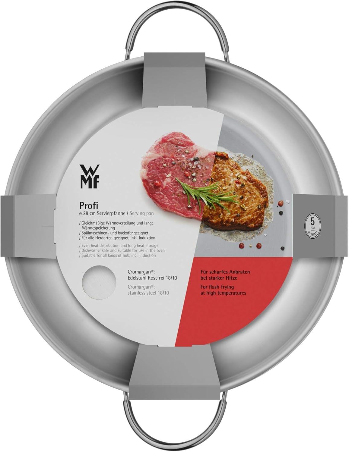 WMF Profi serveer-/braadpan 28 cm inductie, Cromargan roestvrijstalen pan, open Potten en pannen Naty Shop