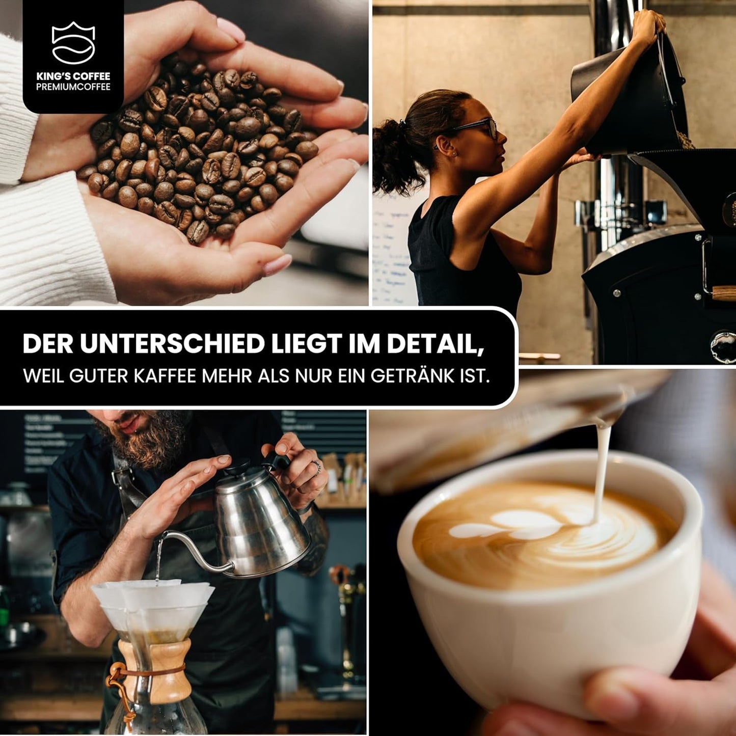 KING'S COFFEE - WHITE EDITION - lichte blend 100% Arabica uit Ethiopië, Mexico, Peru en Tanzania - kleine batching in Italië - hele espressobonen voor portafiltermachines - 1 kg