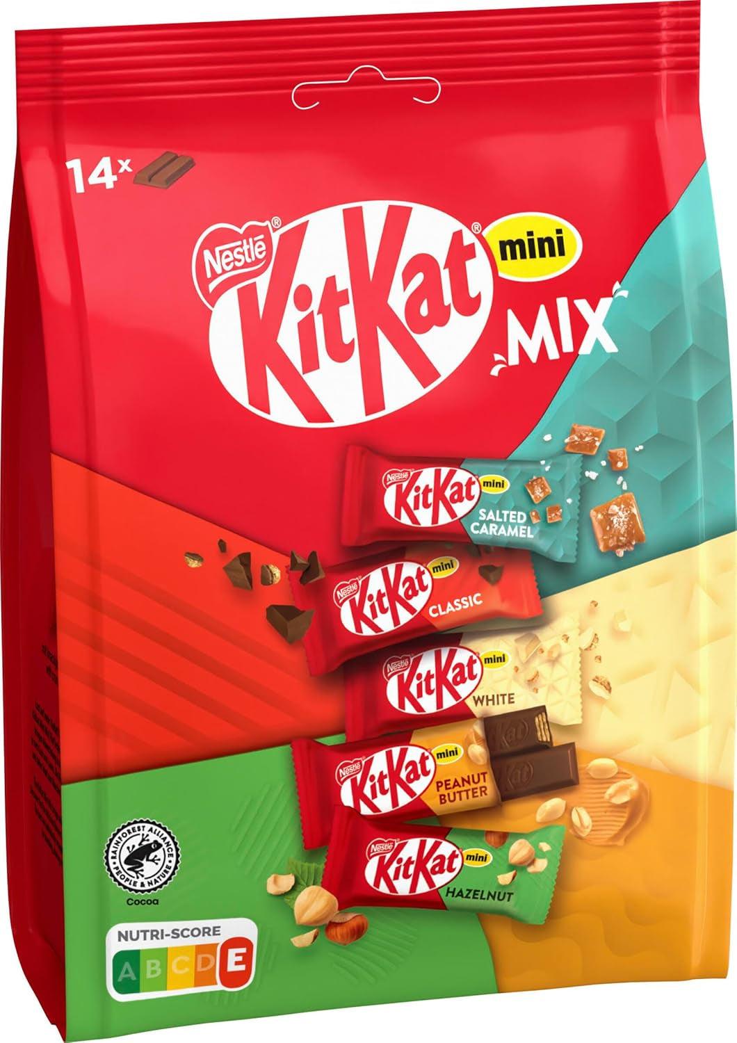 Nestlé Mini Mix KitKat Chocoladerepen Vijf heerlijke smaken 14 repen 1 pak (1 zak x 197,4 g)